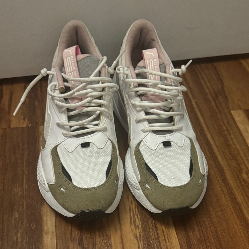 Puma RS Reinvent White and Olive Sneakers